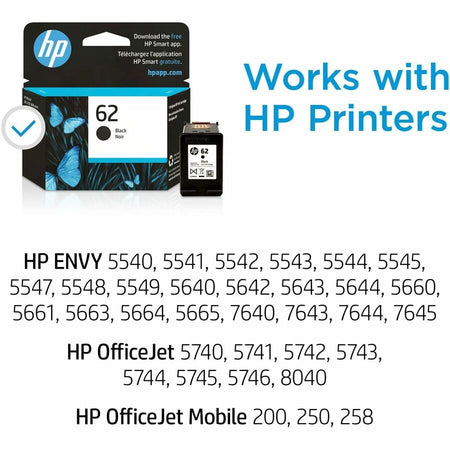 HP 62 (C2P04AN) Original Inkjet Ink Cartridge - Black - 1 Each - Alternate-Image2