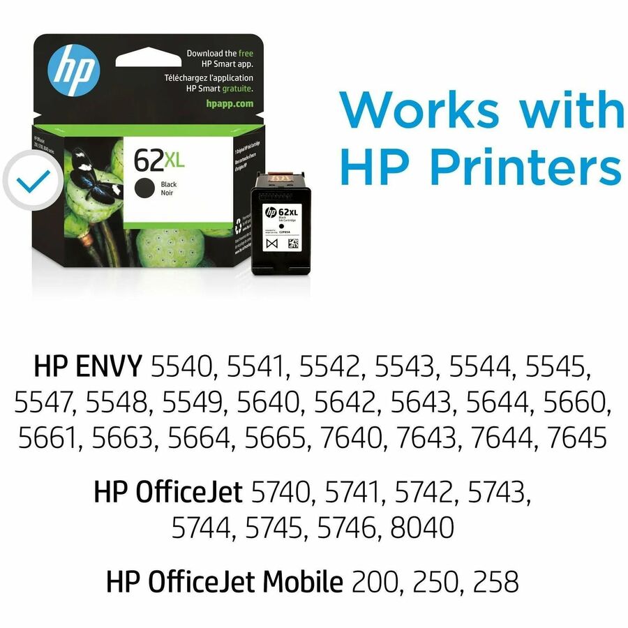 HP 62XL (C2P05AN) Original High Yield Inkjet Ink Cartridge - Black - 1 Each - Alternate-Image6