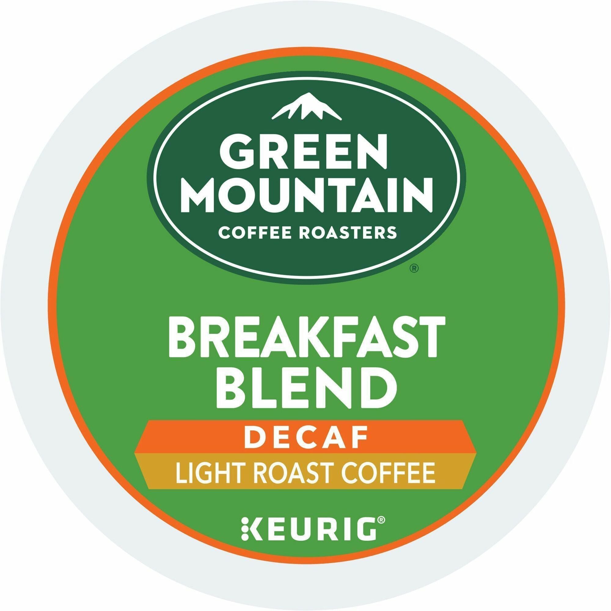 Green Mountain Coffee Roasters® K-Cup Breakfast Blend Decaf Coffee - Compatible with Keurig Brewer - Light - K-Cup - Decaffeinated - 24/Box - 4 / Carton