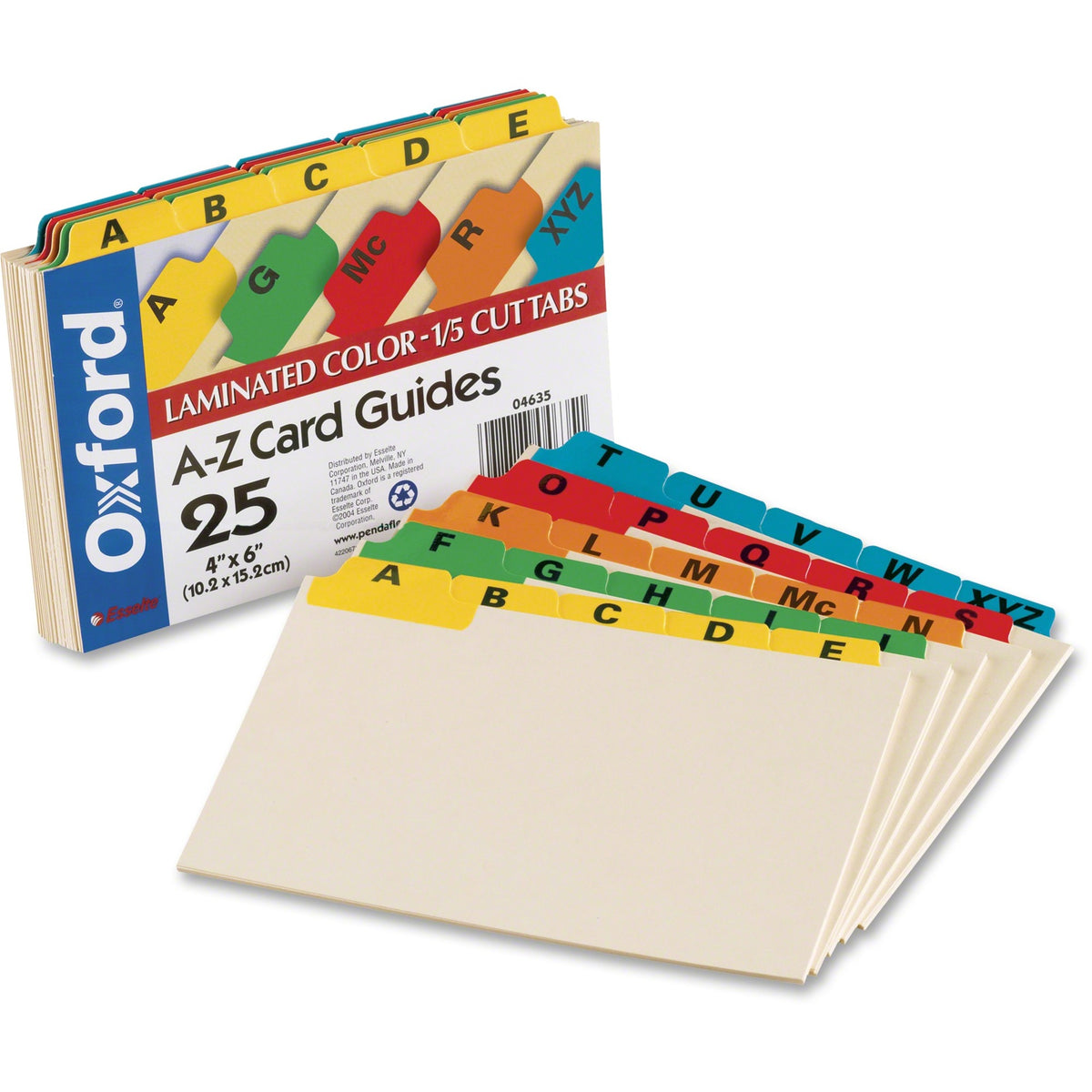 Oxford A-Z Laminated Tab Card Guides - Durable 6’’ Dividers - 25/Set - Index Cards & Accessories