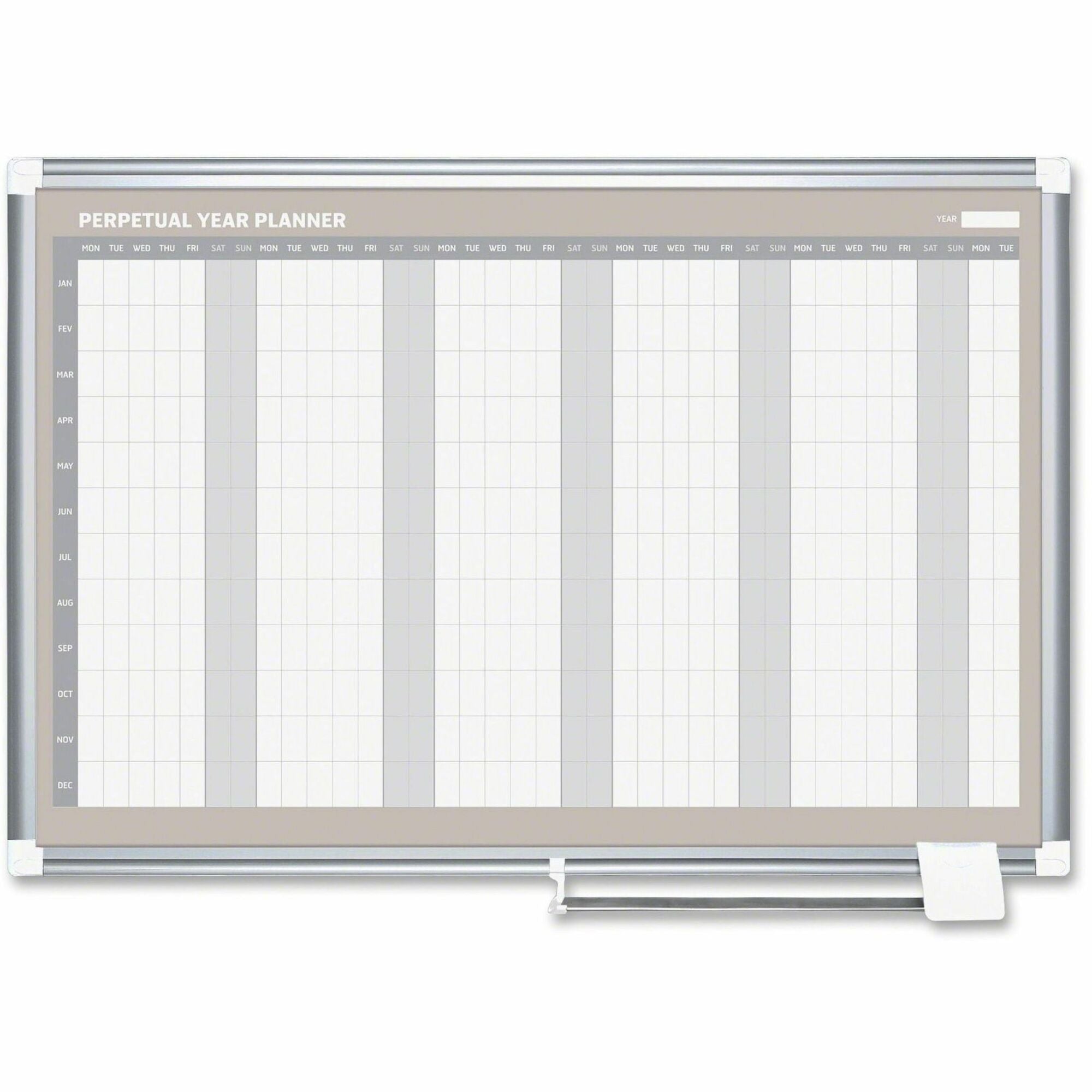 MasterVision Magnetic 12-Month Planner: Aluminum & Steel 36x48 - Durable Dry Erase - Calendar Boards