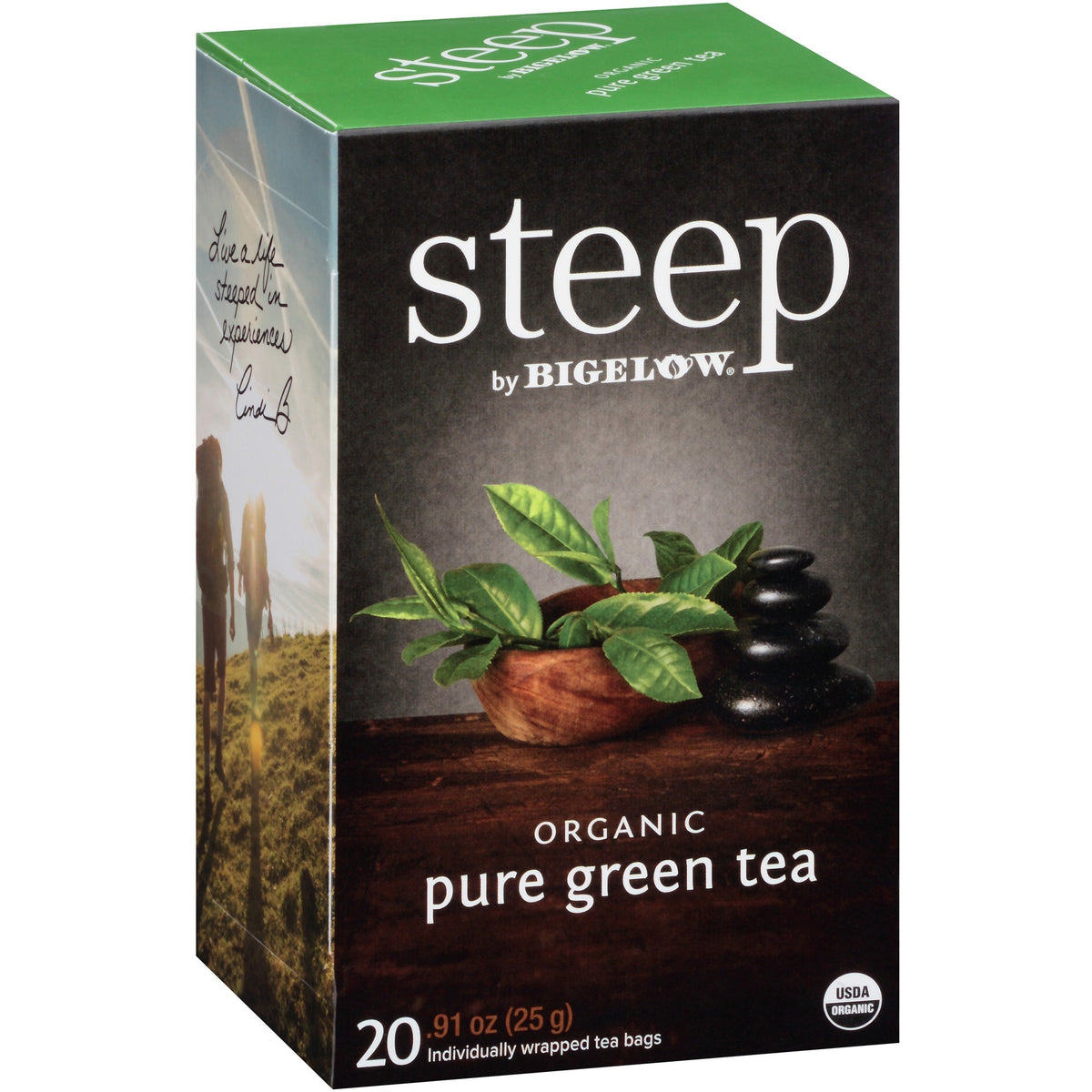 Steep by Bigelow® Organic Pure Green Tea Bag - Green Tea - 20 Teabag - 20 / Box