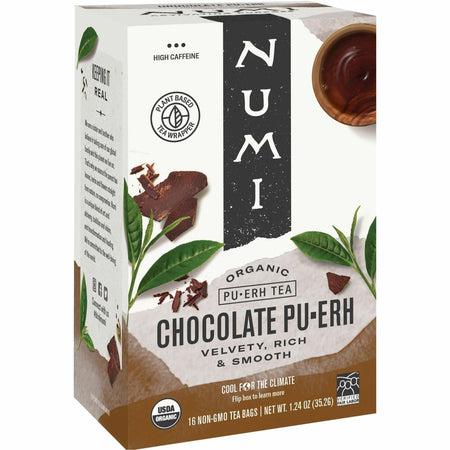 Numi Organic Chocolate Pu-erh Black Tea Bag - Black Tea - 16 - 16 / Box