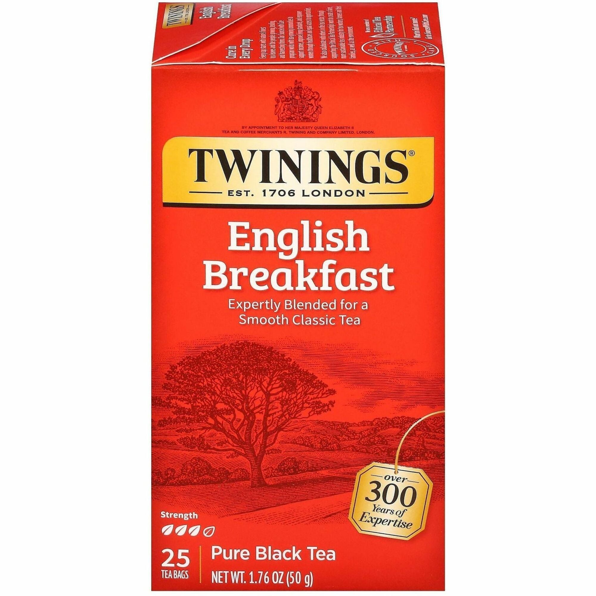 Twinings of London English Breakfast Black Tea Bag - Black Tea - 25 Cup - 25 / Box