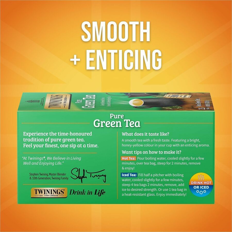 Twinings of London 100% Natural Green Tea Bag - Green Tea - 25 Cup - 25 / Box