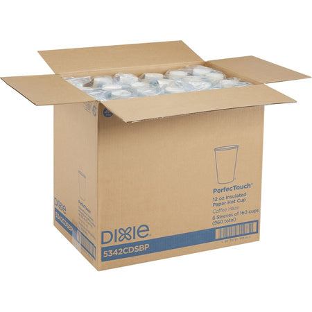Dixie PerfecTouch 12 oz Insulated Paper Hot Coffee Cups by GP Pro - Top