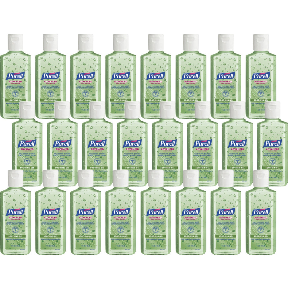 PURELL® Hand Sanitizer Gel - Floral Scent - 4 fl oz - Squeeze Bottle Dispenser - Kill Germs - Hand - Moisturizing - Green - Non-sticky, Residue-free, Moisturizing - 24 / Carton