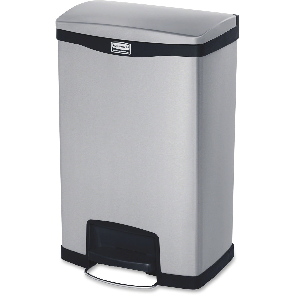 Rubbermaid Slim Jim Metal Front Step Can - 13 gal Capacity - Waste Containers & Lids