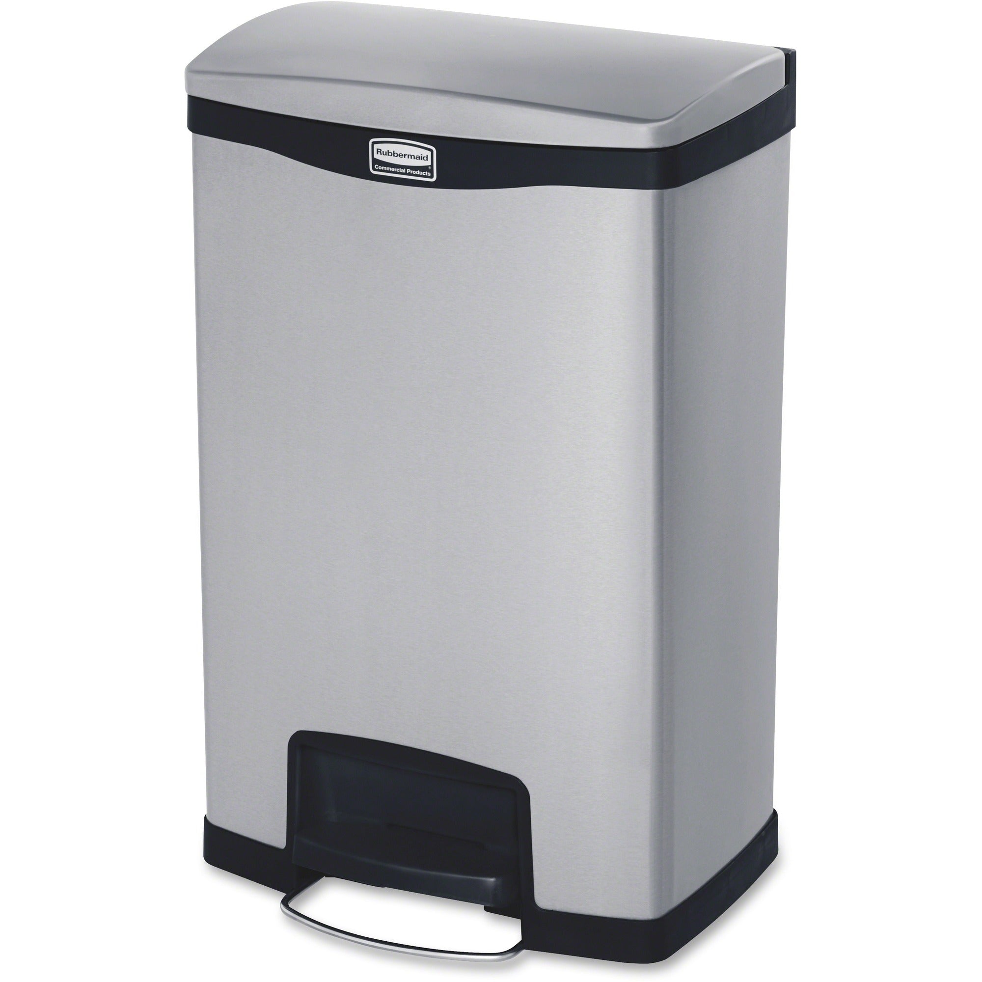 Rubbermaid Slim Jim Metal Front Step Can - 13 gal Capacity - Waste Containers & Lids