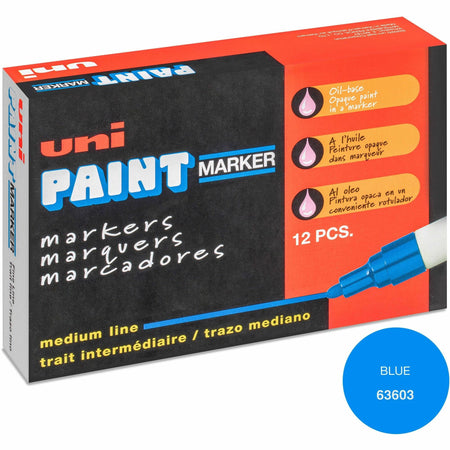 uniball&#8482; uni-Paint PX-20 Oil-Based Paint Marker - Medium Marker Point - Blue Ink - Oil Based - White Barrel - 1 Dozen