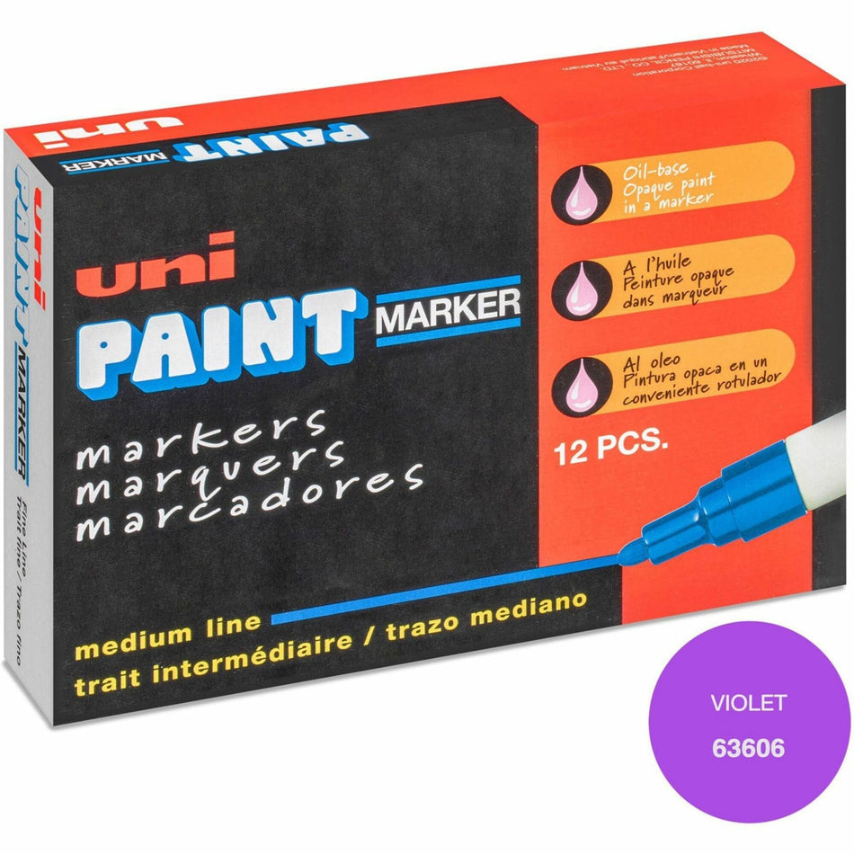 uniball&#8482; uni-Paint PX-20 Oil-Based Marker - Medium Marker Point - Violet Ink - Oil Based - White Barrel - 1 Dozen