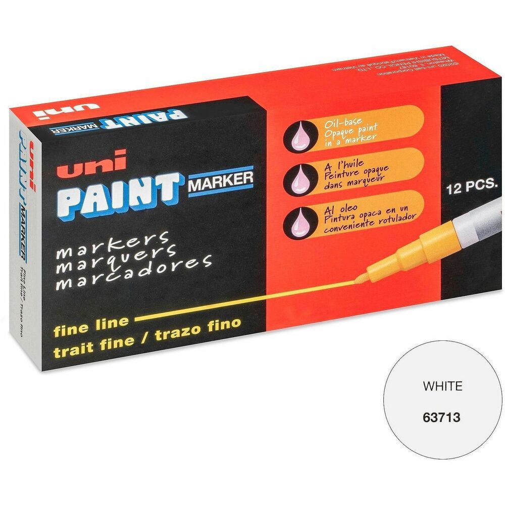 uniball&#8482; Uni-Paint PX-21 Oil-Based Marker - Fine Marker Point - White Ink - Oil Based - 1 Dozen