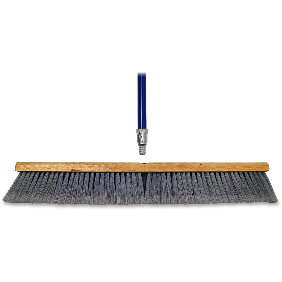 Genuine Joe Floor Sweep - 24" Handle Width x 60" Handle Length - Metal Handle - Gray - 1 Each