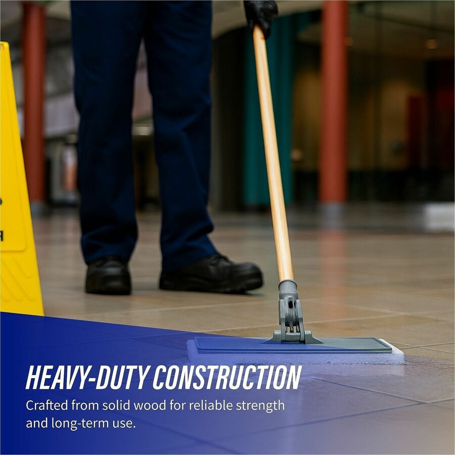 Genuine Joe Wood Handle with Threaded Metal Tip - Natural - Metal, Wood - 1 Each