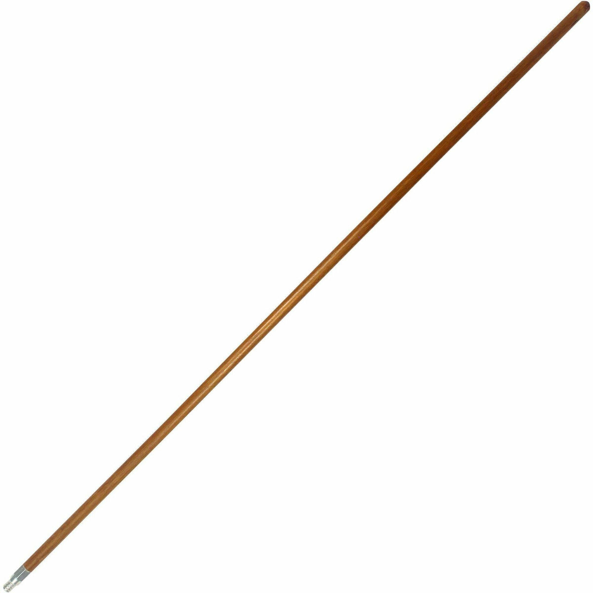 Genuine Joe Wood Handle with Threaded Metal Tip - Natural - Metal, Wood - 1 Each