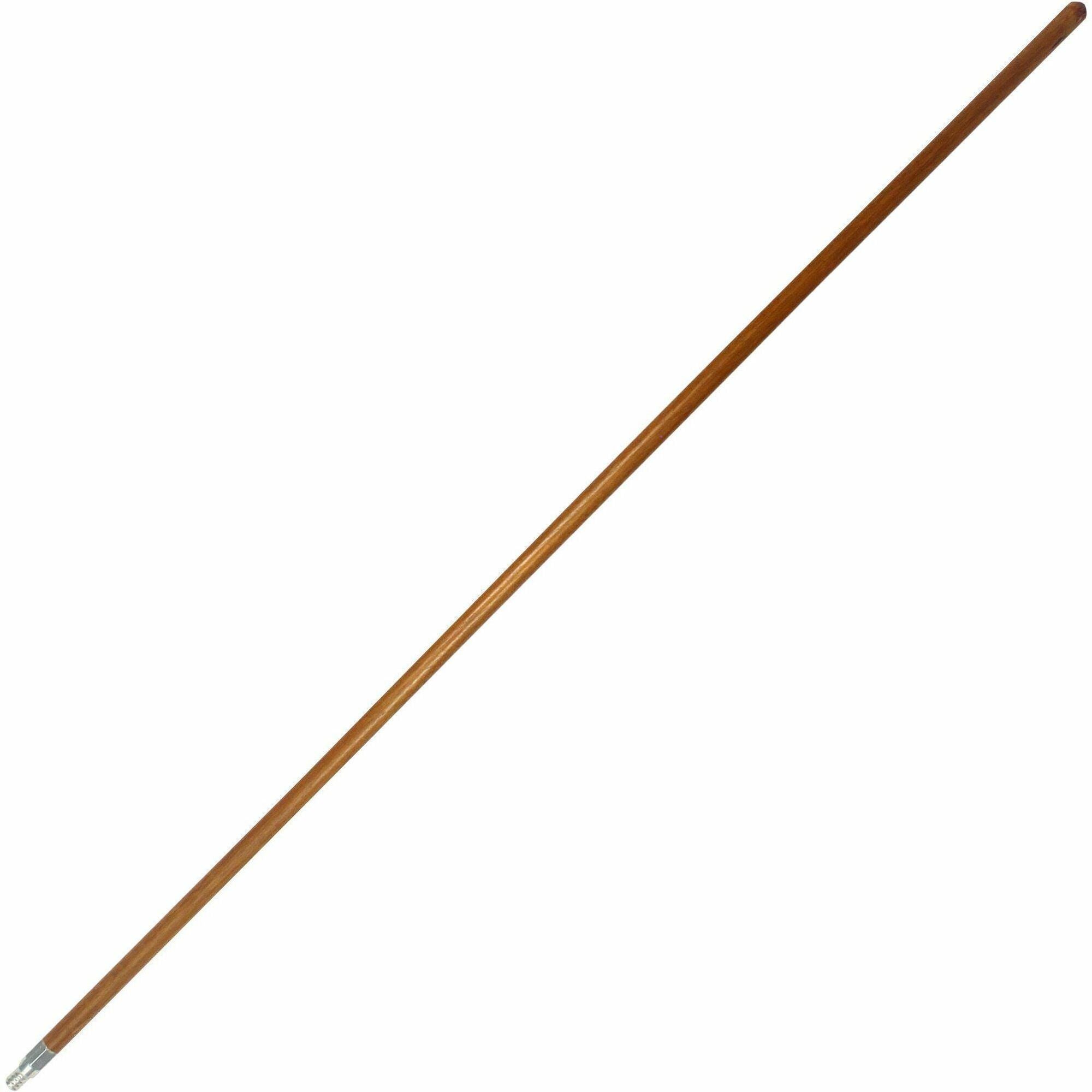 Genuine Joe Wood Handle with Threaded Metal Tip - Natural - Metal, Wood - 1 Each