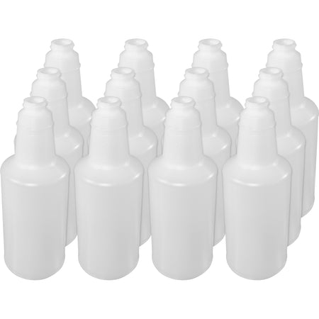 Genuine Joe Plastic Bottle with Graduations - Suitable For Cleaning - Lightweight, Durable, Graduated - Translucent - 12 / Carton