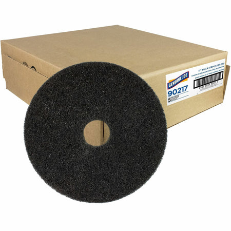 Genuine Joe Black Floor Stripping Pad - 17" Diameter x 1" Thickness - Stripping, Floor - 175 rpm to 350 rpm Speed Supported - Resilient, Heavy Duty, Flexible, Dirt Remover, Long Lasting, Abrasive, Rotate - Fiber, Resin - Black - 5 / Carton