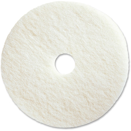 Genuine Joe Polishing Floor Pad - 17" Diameter x 1" Thickness - Polishing, Floor - 175 rpm to 350 rpm Speed Supported - Resilient, Flexible, Dirt Remover, Soft, Non-abrasive - Fiber, Resin - White - 5 / Carton