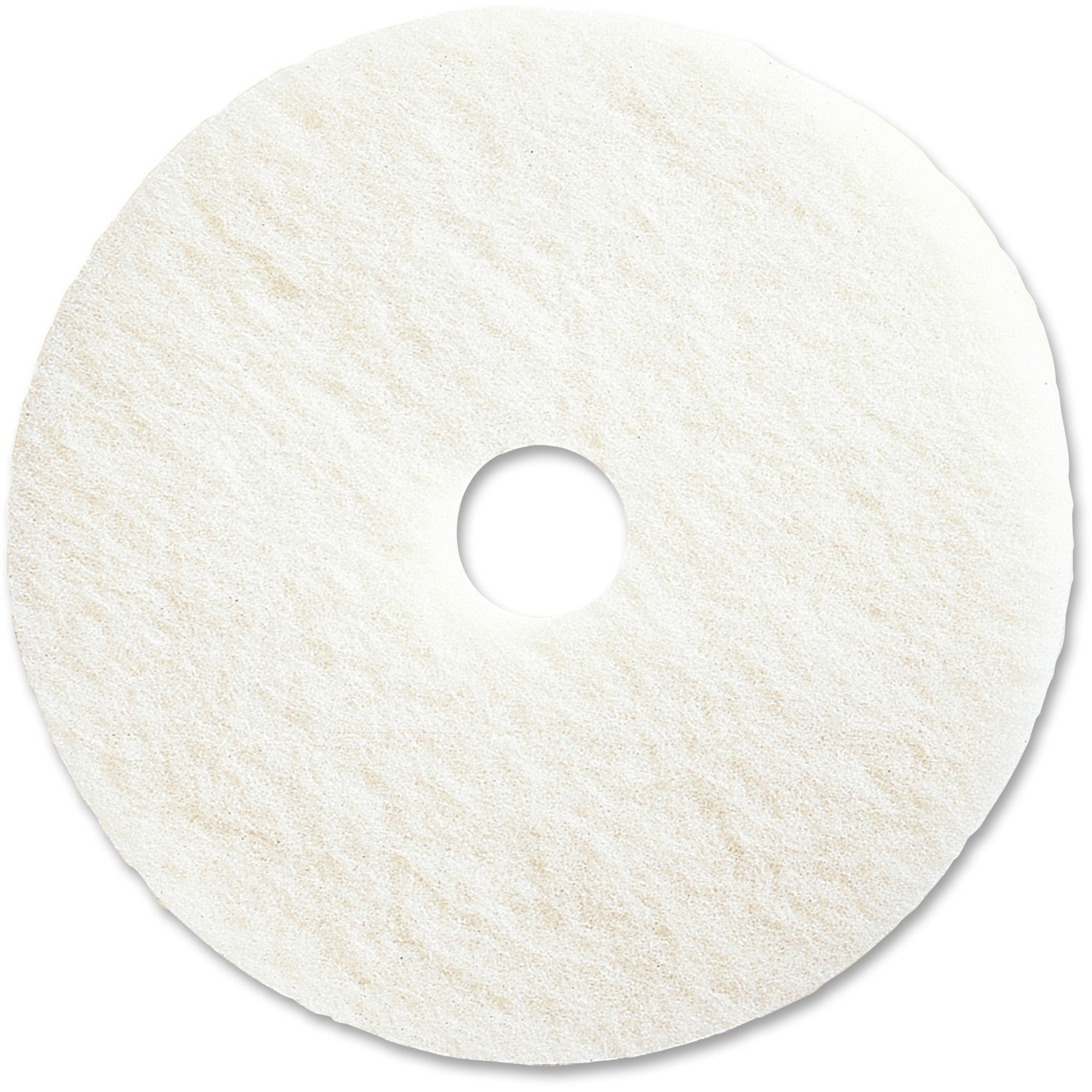 Genuine Joe 20" Super White Floor Pad - 20" Diameter x 1" Thickness - Floor - 1000 rpm to 3000 rpm Speed Supported - Resilient, Flexible, Soft, Durable, Long Lasting - Fiber - White - 5 / Carton