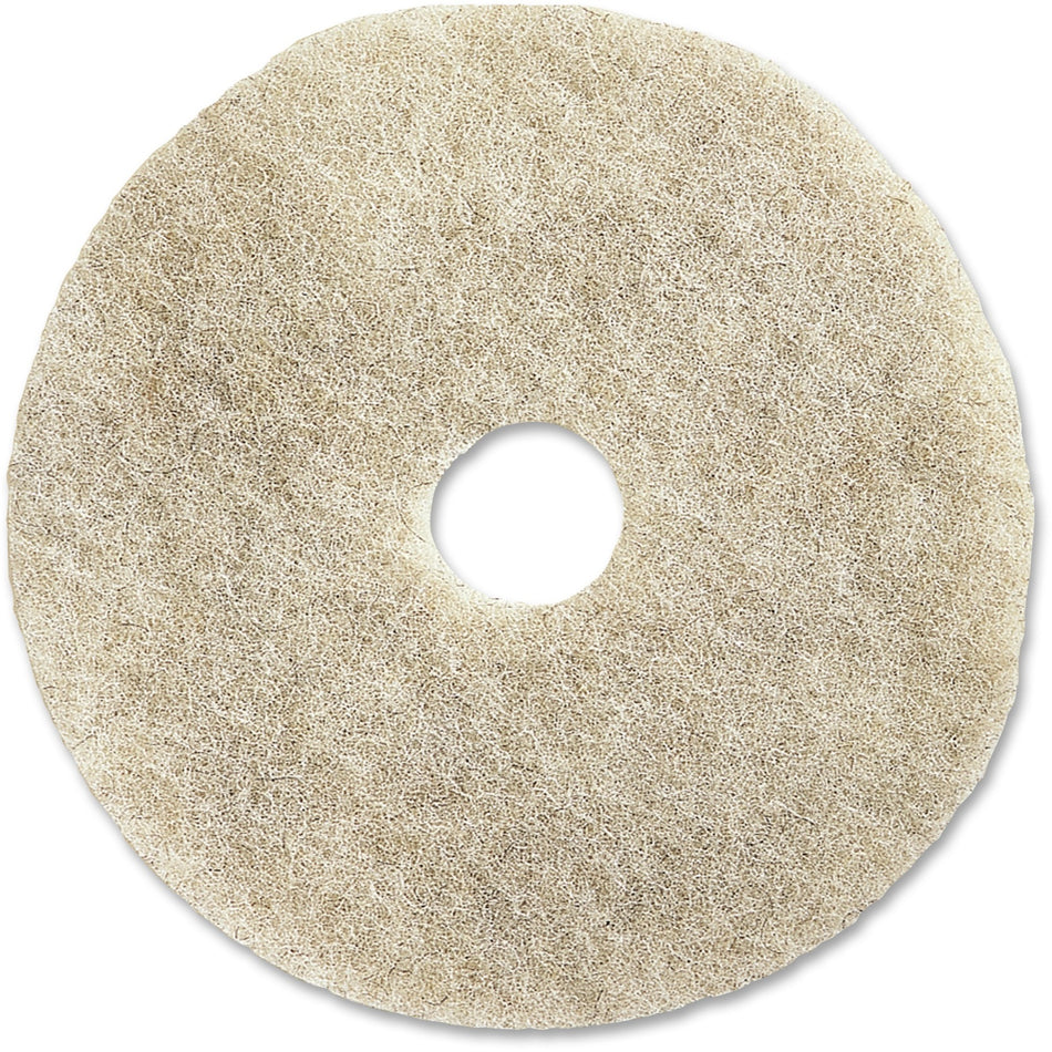 Genuine Joe 20" Natural Light Floor Pad - 20" Diameter x 1" Thickness - Buffing, Floor - 1500 rpm to 3000 rpm Speed Supported - Flexible, Resilient, Soft, Non-abrasive, Dirt Remover - Fiber, Resin - Natural - 5 / Carton