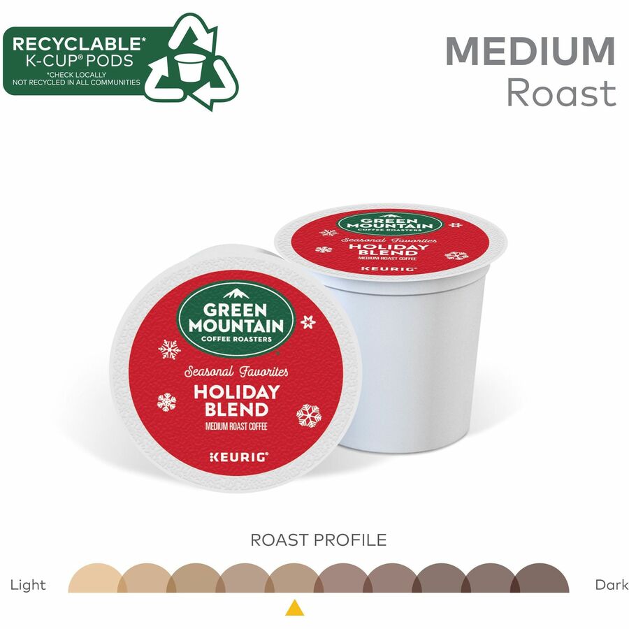 Green Mountain Coffee Roasters® K-Cup Holiday Blend Coffee - Regular - Medium - 24 K-Cup - K-Cup - 24 / Box