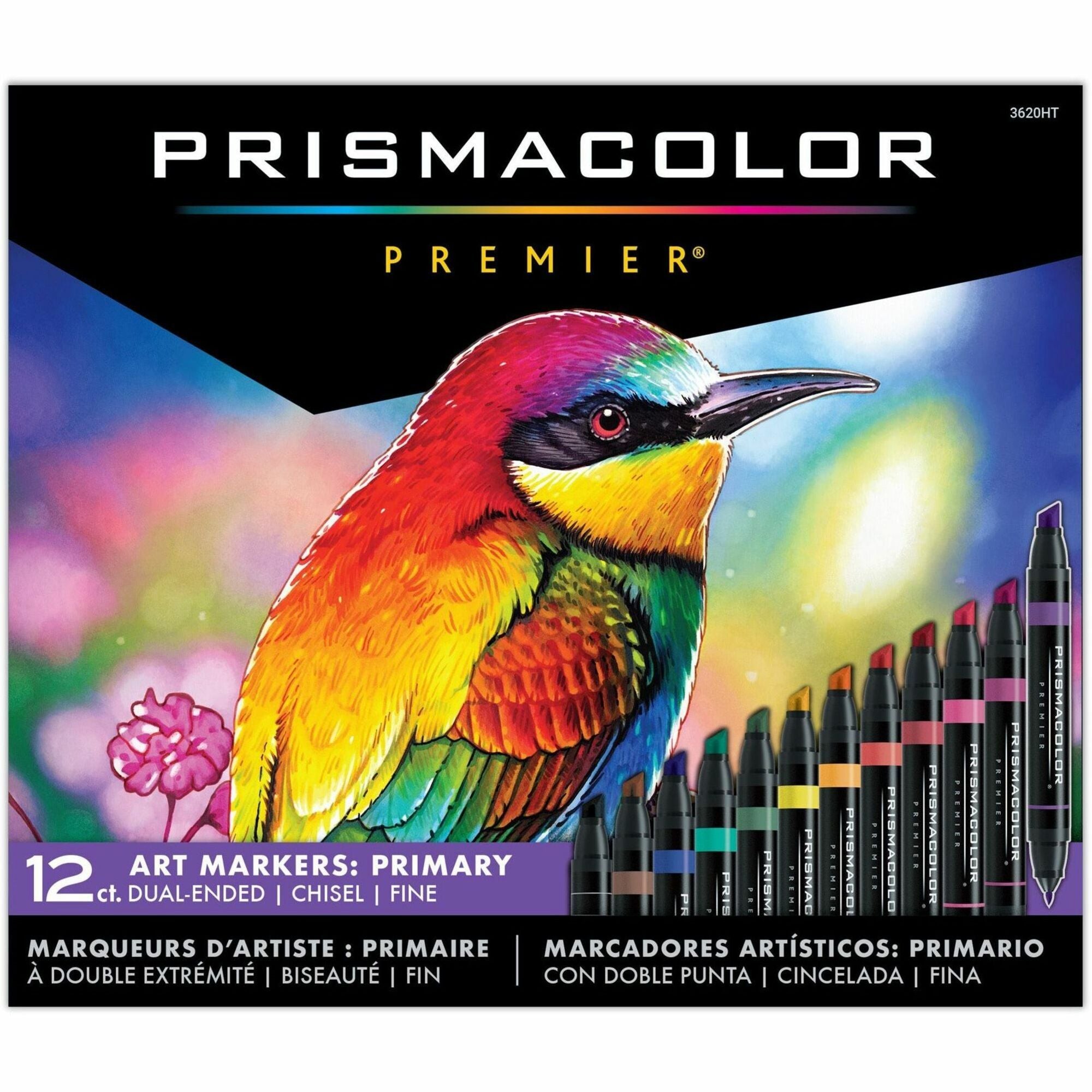 Prismacolor Premier Fine Art Markers - Fine Chisel Marker Point - Primary Ink - Alcohol Based - 12 / Box