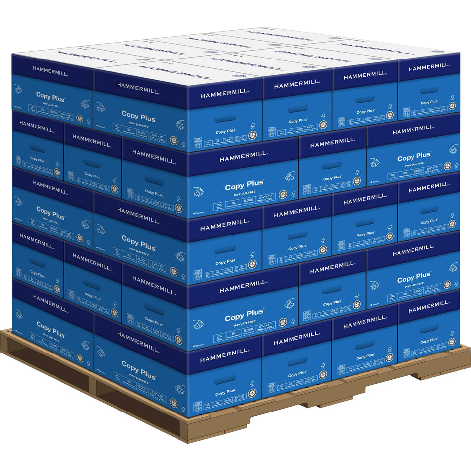 PALLET Hammermill Copy Plus Paper - White - 92 Brightness - Letter - 8 1/2" x 11" - 20 lb Basis Weight - Acid-free, Quick Drying - White - 500 Sheets per Ream - 500 Sheets/Ream - 400 / Pallet