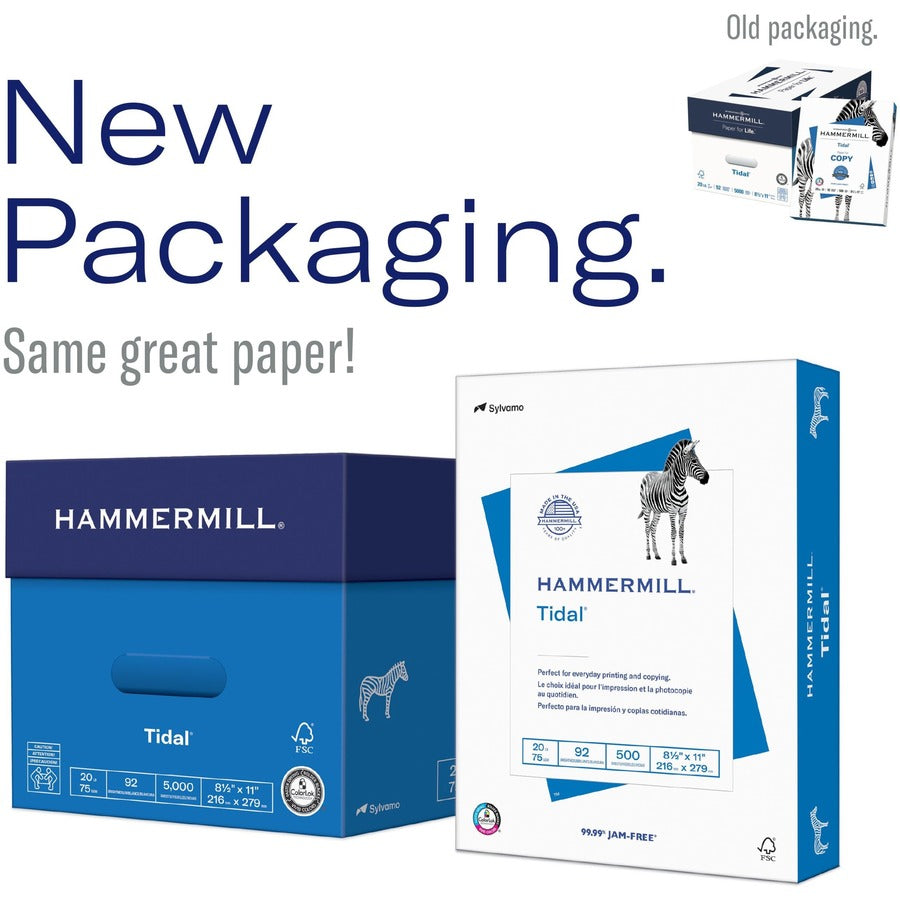 PALLET Hammermill Tidal Recycled Copy Paper - White - 92 Brightness - Letter - 8 1/2" x 11" - 20 lb Basis Weight - Sustainable Forestry Initiative (SFI) - Acid-free, Jam-free - White - 500 Sheets per Ream - 400 / Pallet