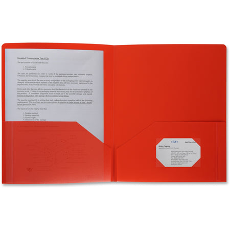 Business Source Letter Portfolio - 8 1/2" x 11" - 30 Sheets Capacity - 2 Pocket(s) - Red - 1 Each