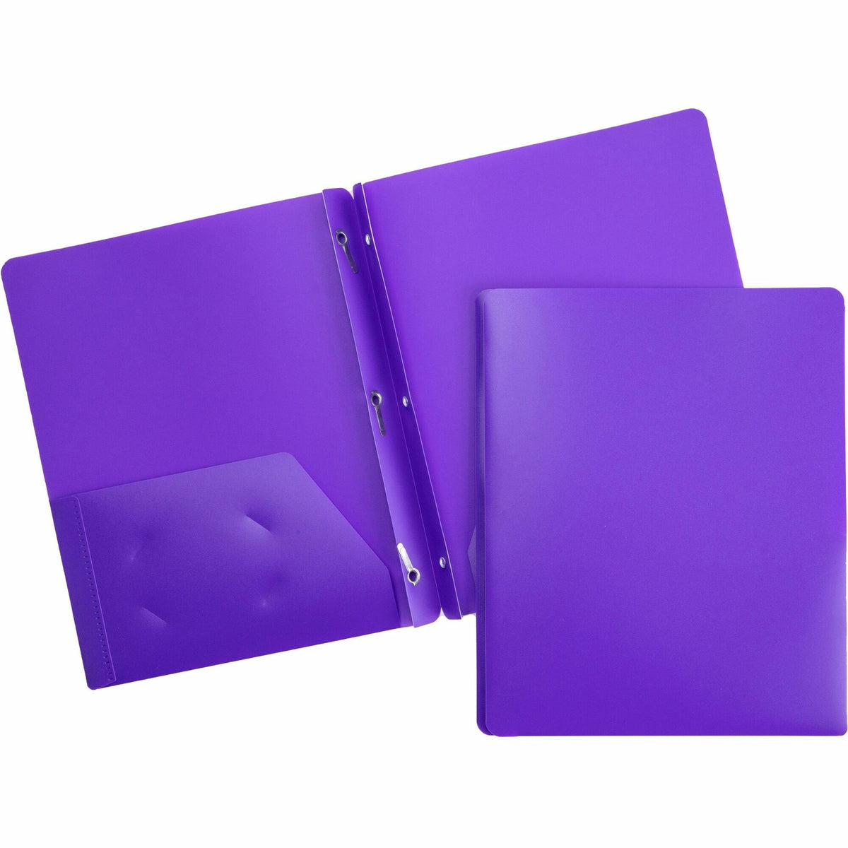 Business Source Letter Portfolio - 8 1/2" x 11" - 50 Sheets Capacity - 3 x Prong Fastener(s) - 2 Pocket(s) - Purple - 1 Each