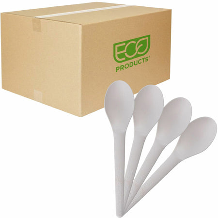 Eco-Products 6" Plantware High-heat Spoons - 1 Piece(s) - Spoon - 1 x Spoon - Disposable - Pearl White - 50/Pack - 20 / Carton