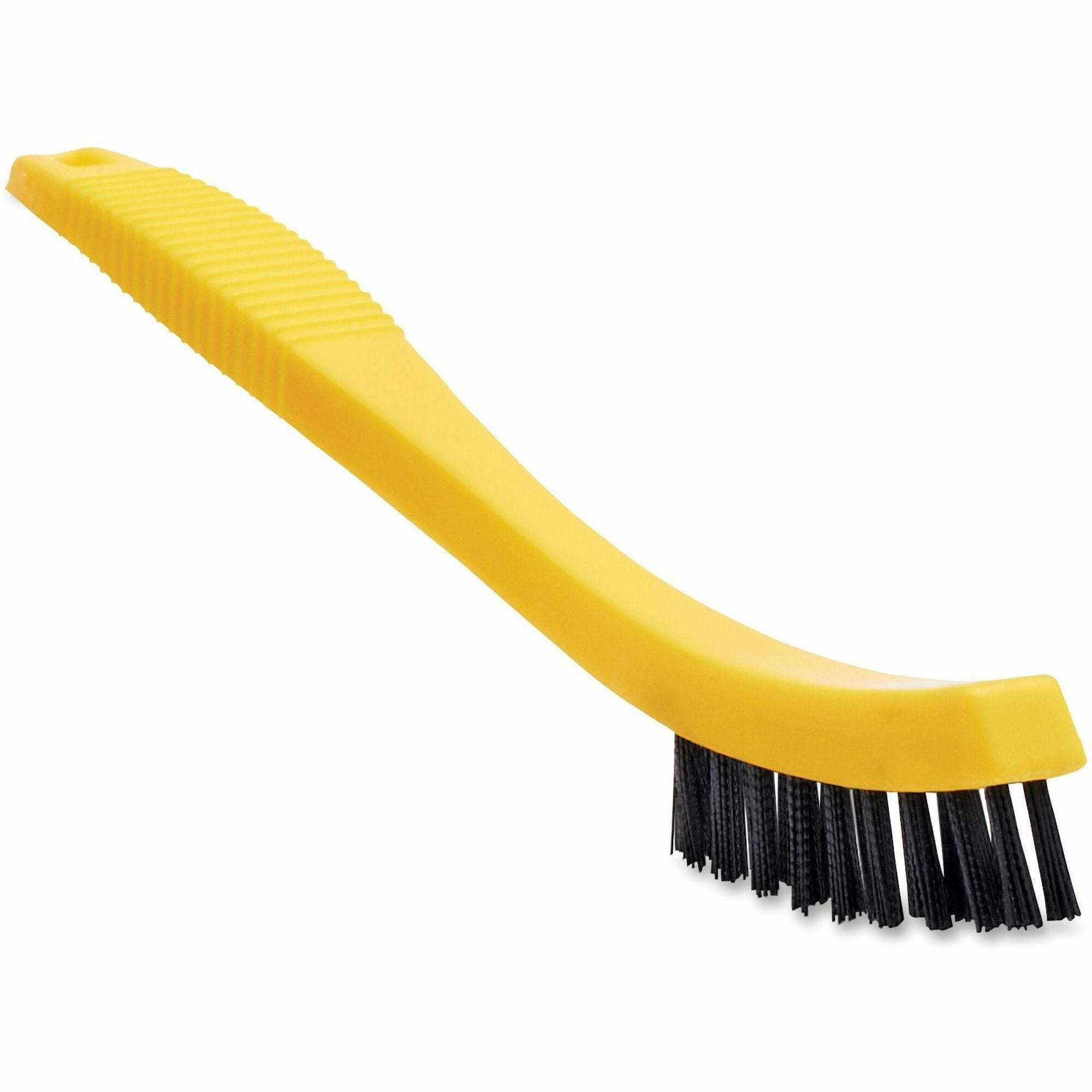 Rubbermaid Commercial Tile/Grout Brush - 0.80" Plastic Bristle - 8.5" Overall Length - Yellow, Black - 1 Each