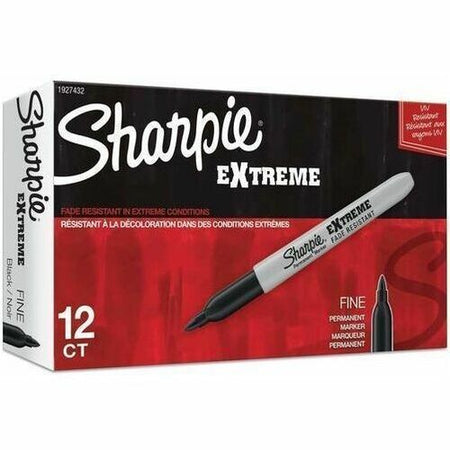 Sharpie Extreme Permanent Markers - 1.1 mm Fine Marker Point - Black Ink - 1 Dozen