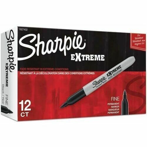 Sharpie Extreme Permanent Markers - 1.1 mm Fine Marker Point - Black Ink - 1 Dozen