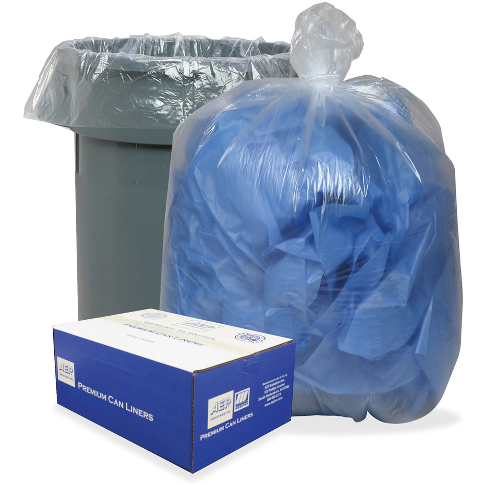 Berry .8 mil Heavy-duty Low-density Liners - 60 gal Capacity - 58" Length x 38" Width x 0.80 mil (20 Micron) Thickness - Low Density - Clear, Translucent - Can - Recycled - 100 / Carton