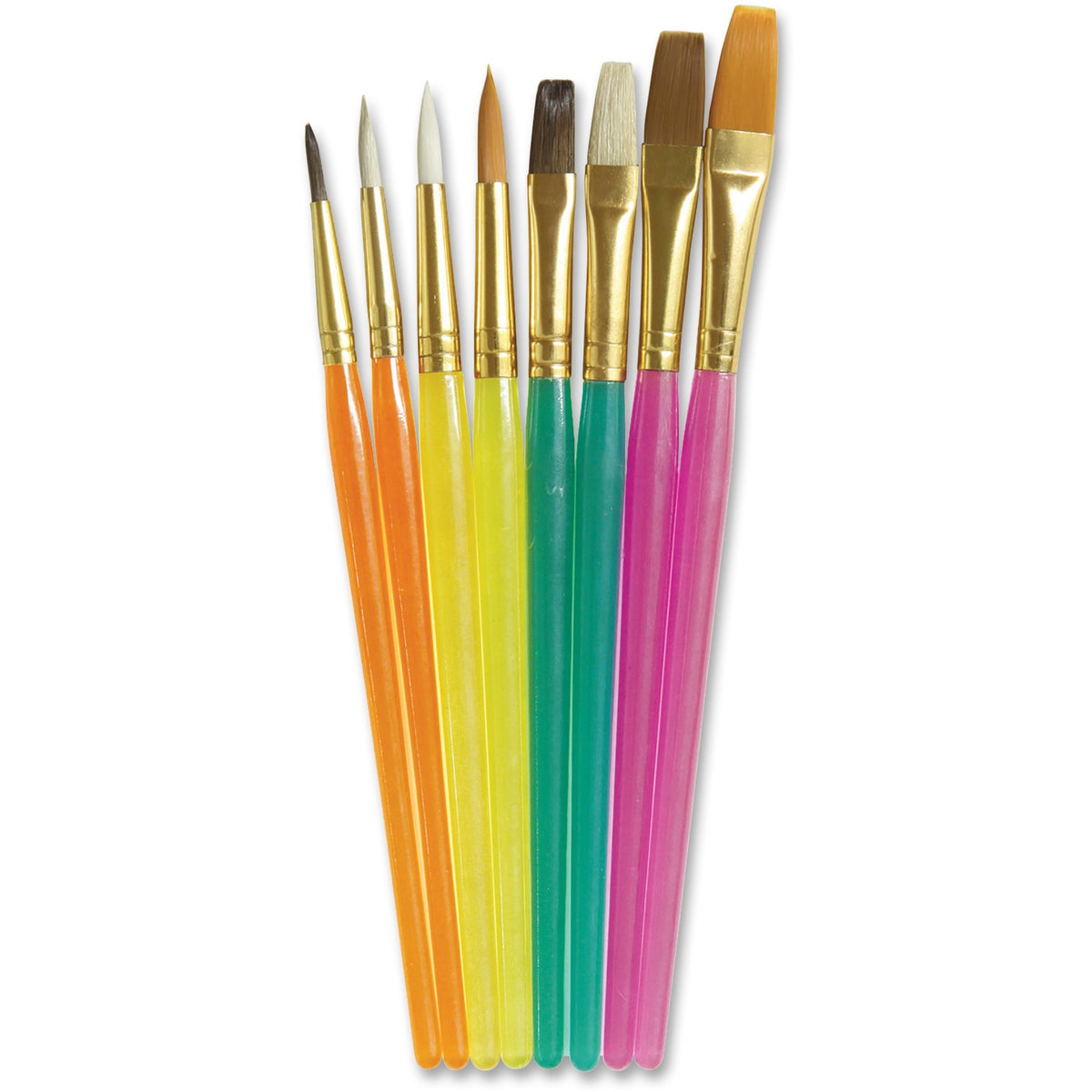 Creativity Street Assorted Paint Brush Set - Translucent Handle - 8 / Set