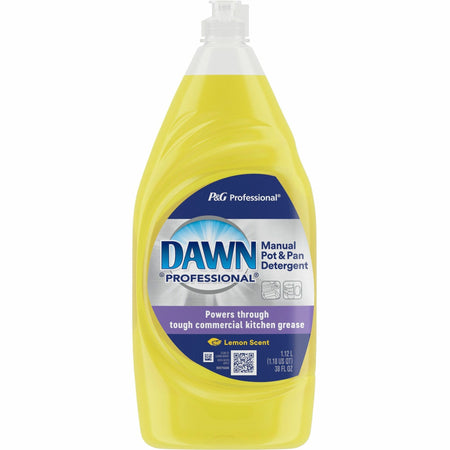 Dawn Manual Pot/Pan Detergent - For Dish - 38 fl oz (1.2 quart) - Lemon Scent - Recommended For: Grease Remover, Soil Remover, Food Remover - Yellow - 1 Bottle