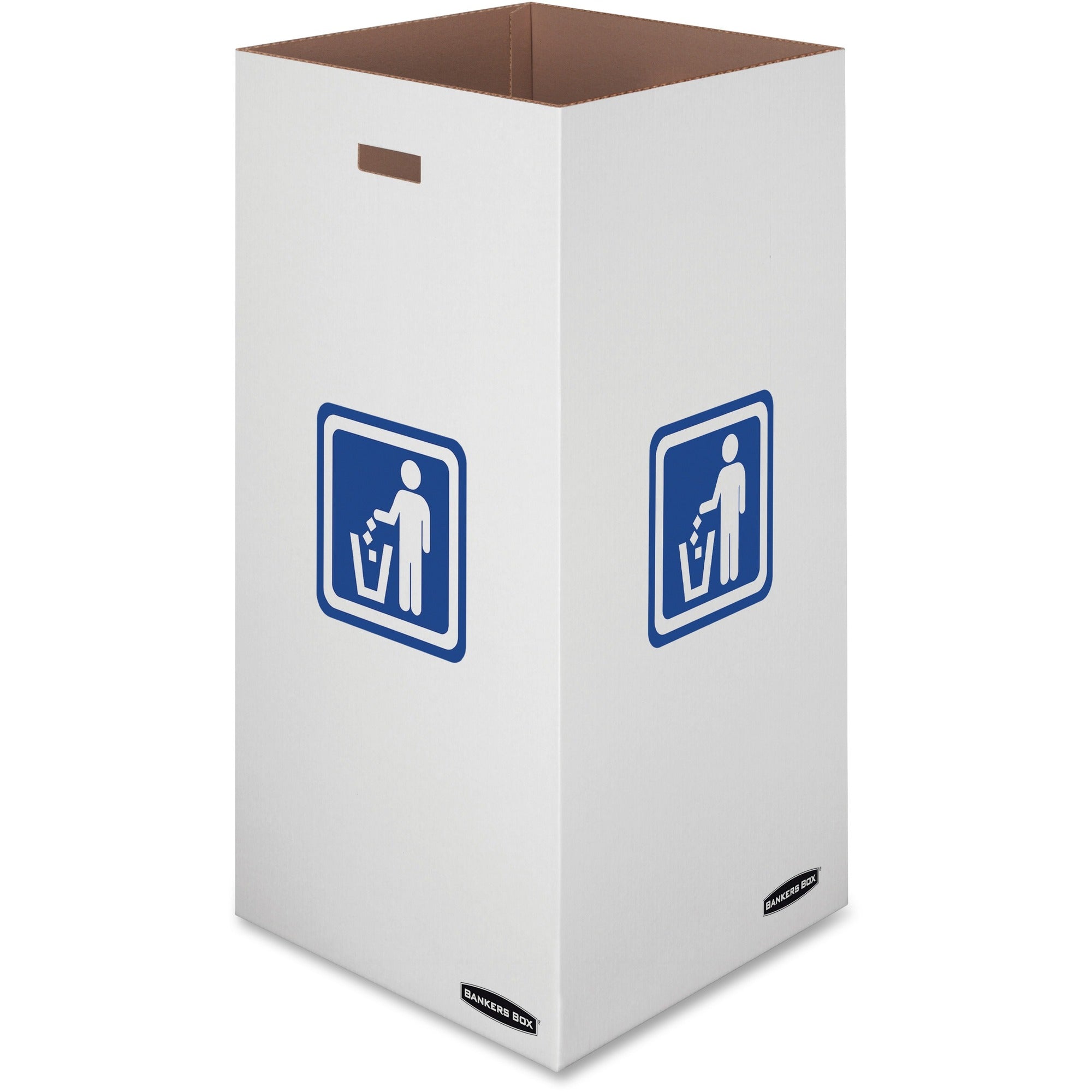Bankers Box Recycling Bins: 50 gal 18x18x36 Corrugated Paper White/Green - 10/Pack - Bins