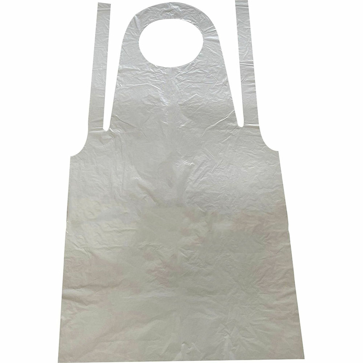 Genuine Joe Disposable Poly Apron - White - 50’’ 100/Pack - Overall Bibs & Aprons