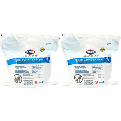 Clorox Healthcare Bleach Germicidal Wipes: Healthcare-Grade Disinfectant - 110/Bag - Cleaning Wipes