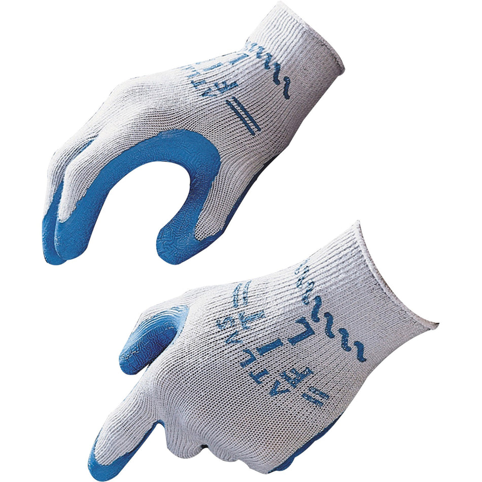 Showa Atlas Fit General Purpose Gloves - Large Size - Blue, Gray - Lightweight, Elastic Wrist - 2/Pair - 12 / Box
