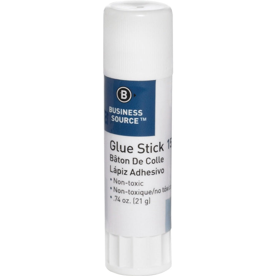 Business Source Glue Stick - 0.74 oz - White - 12 / Pack