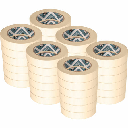 Business Source Utility-purpose Masking Tape - 60 yd Length x 1" Width - 3" Core - Tan - Crepe Paper Backing - Pressure Sensitive - For General Purpose, Holding, Bundling, Sealing, Masking - 9/Pack - 4 / Carton