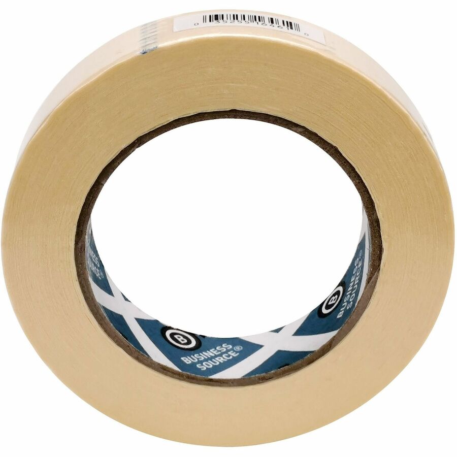 Business Source Utility-purpose Masking Tape - 60 yd Length x 1" Width - 3" Core - Tan - Crepe Paper Backing - Pressure Sensitive - For General Purpose, Holding, Bundling, Sealing, Masking - 9/Pack - 4 / Carton