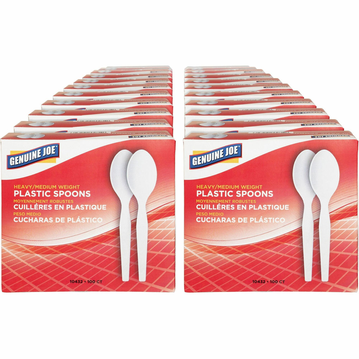 Genuine Joe Heavyweight Disposable Spoons - White - 100/Box - 40/Carton - Cutlery