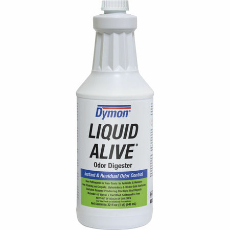 Dymon Liquid Alive Instant Odor Digester - For Multipurpose - 32 fl oz (1 quart) - Recommended For: Odor Remover - Non-toxic, Non-staining Bottle - 12 / Carton