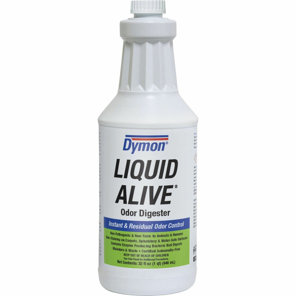 Dymon Liquid Alive Instant Odor Digester - For Multipurpose - 32 fl oz (1 quart) - Recommended For: Odor Remover - Non-toxic, Non-staining Bottle - 12 / Carton