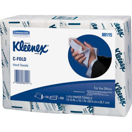 Kleenex C-Fold Hand Towels - 1 Ply - C-fold - 10.10" Width x 13.25" Length - White - 150/Bag - 16 / Carton