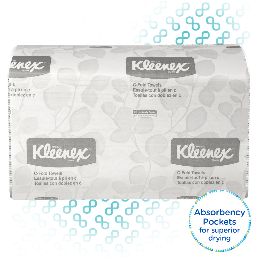 Kleenex C-Fold Hand Towels - 1 Ply - C-fold - 10.10" Width x 13.25" Length - White - 150/Bag - 16 / Carton